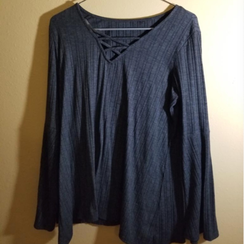 Grey Cross Neck Shirt